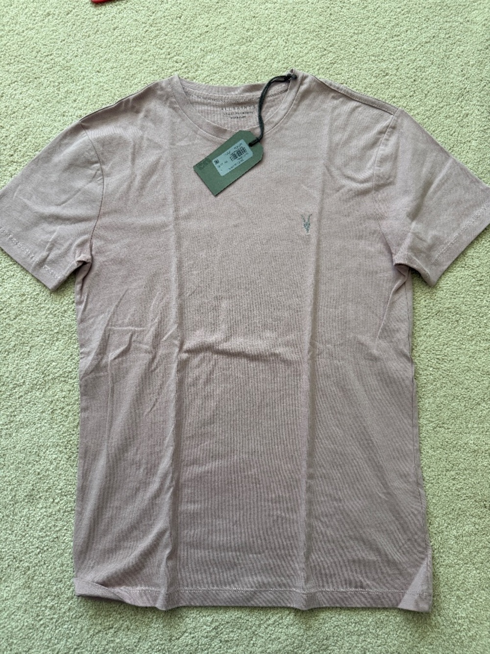 New All Saints XS Mens Light Pink Tee Shirt